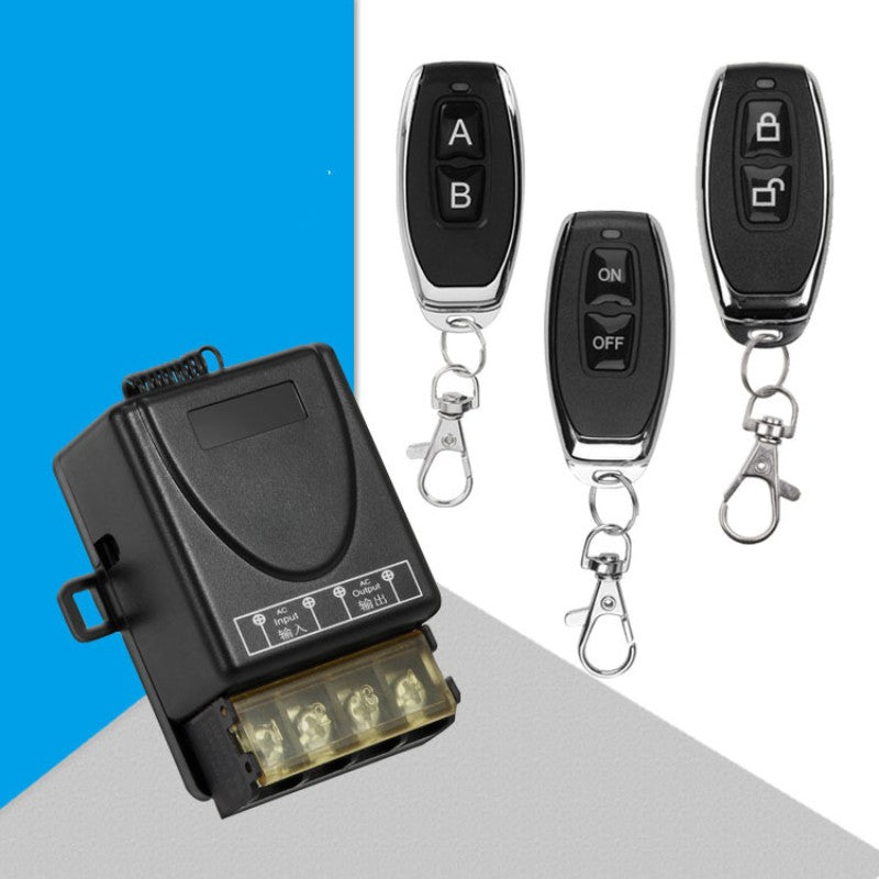 Arenzza wireless remote control switch and receiver kit showing remote and receiver units for easy electronic device control