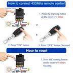 Arenzza wireless remote control switch and receiver kit with no wiring, featuring compact electronic components and remote control device.