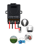 Arenzza wireless remote control switch and receiver kit for electronics, showing the remote and receiver device with buttons.