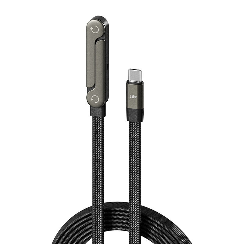 Arenzza 2-in-1 invisible holder charger cable with built-in phone stand, 240W fast charging for smartphones and devices.