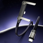 Arenzza 2-in-1 invisible holder charger cable with built-in phone stand, 240W fast charging for electronics and accessories.
