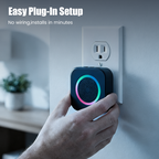 Arenzza long-range wireless doorbell with LED flash, black and white electronic doorbell device with button and indicator lights.