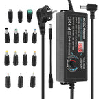 Arenzza adjustable 3V-24V 3A universal AC/DC power adapter with multiple output ports and compact design for electronics use.