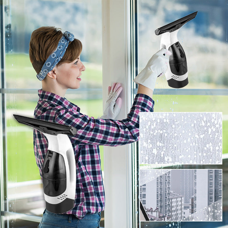 Arenzza 20W cordless rechargeable window vacuum cleaner set with handheld design and cleaning attachments for streak-free windows.