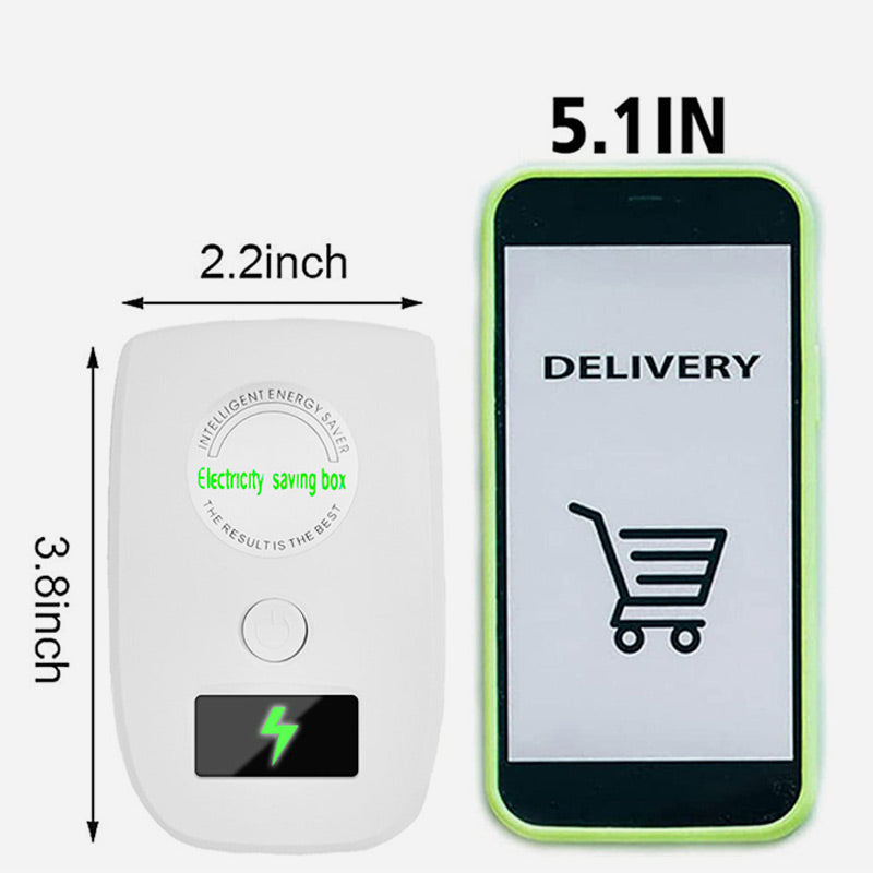 Arenzza Electricity Saving Box for home and office, compact electronic device with LED indicators for energy efficiency.