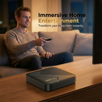 Arenzza Android TV Box with Bluetooth, sleek electronics accessory for streaming and entertainment on a modern television.
