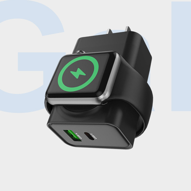 Arenzza 3-in-1 wireless wall charger for watch, smartphone, and earphones with sleek electronic design and multiple charging ports.