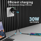 Arenzza 3-in-1 wireless wall charger for watches, with multiple charging ports and sleek black design for electronics and accessories.