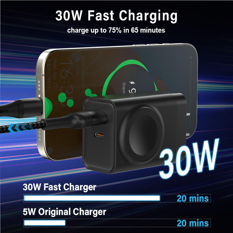 Arenzza 3-in-1 wireless wall charger for watch, phone, and accessories, with sleek design and multiple charging ports.