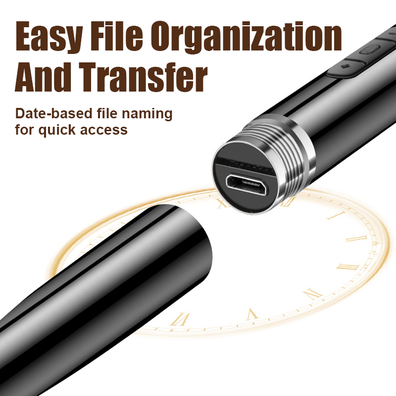 Arenzza multi-function voice recorder pen with high capacity, black metal body, and built-in microphone for discreet audio recording.