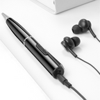 Arenzza multi-function high-capacity voice recorder pen with black body, silver clip, and built-in microphone for discreet audio recording.