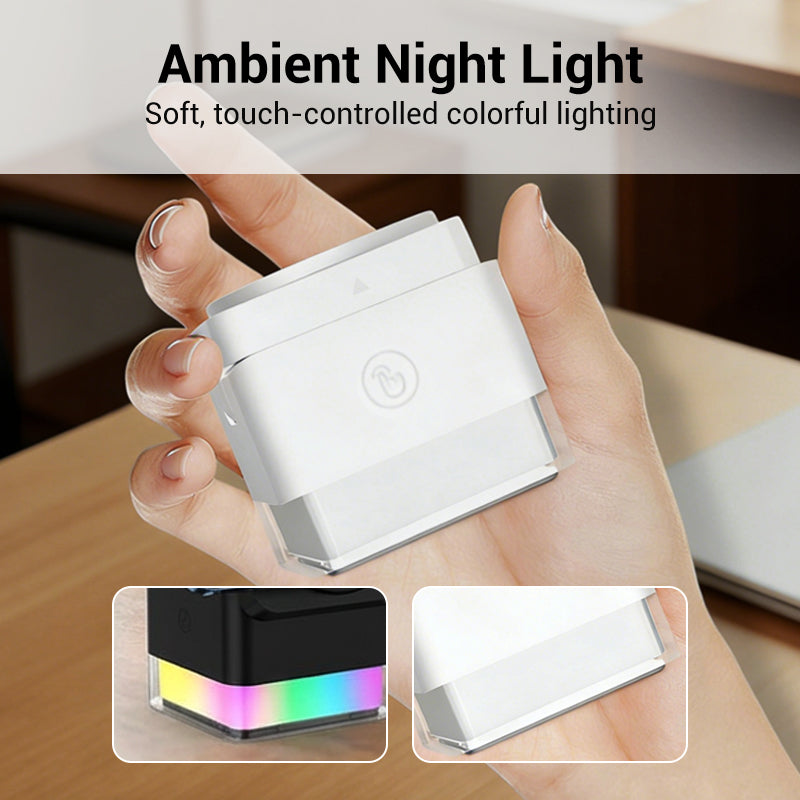 Arenzza 3-in-1 foldable magnetic wireless charging station with space for phone, smartwatch, and earbuds on a sleek electronic desk setup.