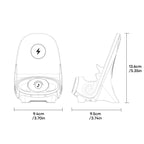 Arenzza Mini Chair Phone Holder with wireless charger, adjustable viewing angles, compact design for desk, car, and home use.