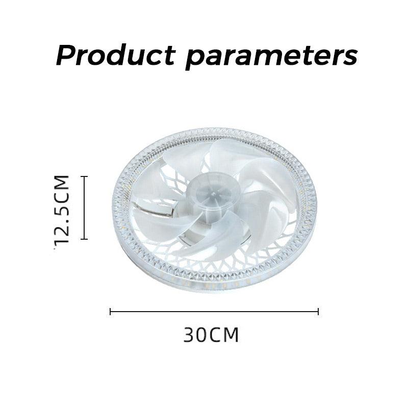 Arenzza 2-in-1 mute adjustable fan with built-in light and remote control, compact electronic accessory with modern design.