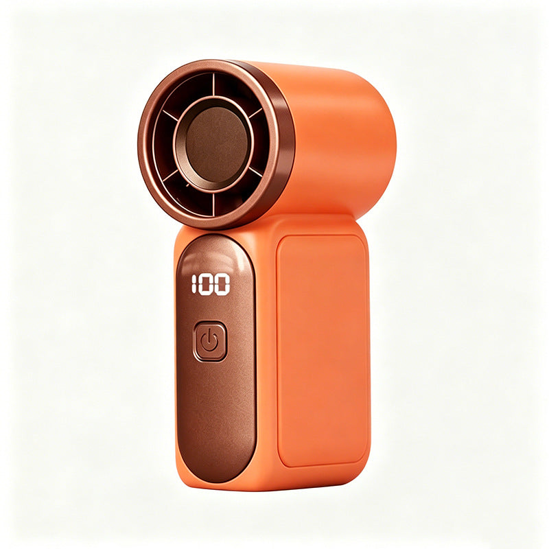 Arenzza Turbo Handheld Fan with LED display, 6 speeds, and sleek design, ideal for portable cooling and electronic accessories.