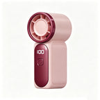 Arenzza Turbo Handheld Fan with LED display, 6 speeds, compact design, and blue accents, ideal for portable cooling.