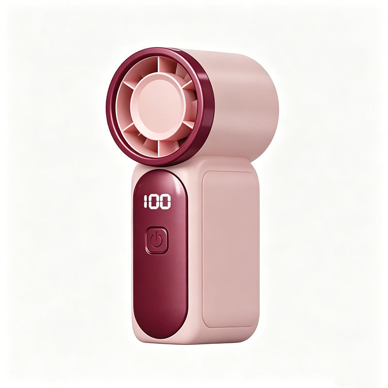 Arenzza Turbo Handheld Fan with LED display, 6 speeds, compact design, and blue accents, ideal for portable cooling.
