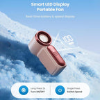 Arenzza Turbo Handheld Fan with LED display, 6 speeds, and sleek design, perfect for portable cooling and electronic accessories.