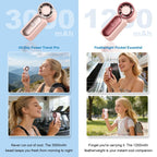 Arenzza Turbo Handheld Fan with LED display, 6 speeds, compact design, and powerful airflow at 16900 RPM.