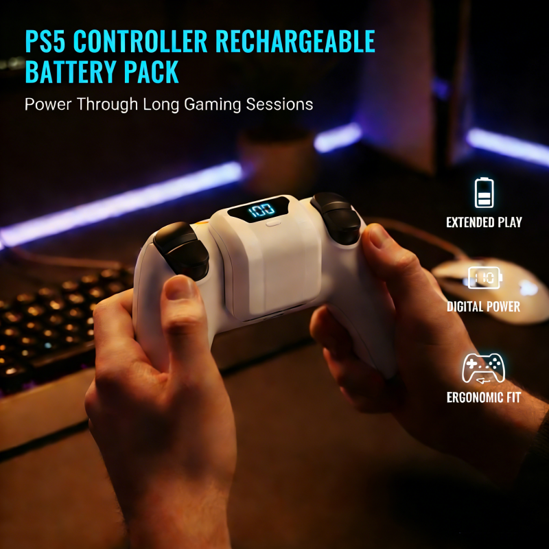 Arenzza rechargeable battery pack for PS5 controller, compact electronic accessory for extended gaming sessions