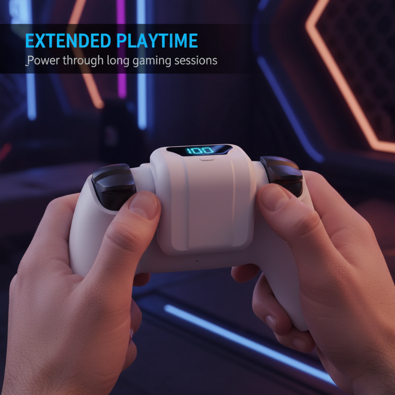 Arenzza rechargeable battery pack for PS5 controller, compact electronic accessory designed to extend gaming sessions.