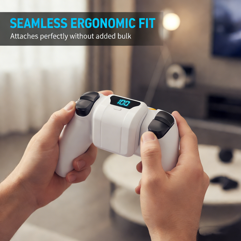 Arenzza PS5 controller rechargeable battery pack for gaming, featuring a sleek black design and easy connection ports.