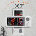 Arenzza waterproof phone case with built-in Bluetooth speaker, shown in black with phone and speaker visible in an electronic accessory setting.