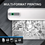 Arenzza portable Bluetooth thermal printer for electronics and accessories, shown in black with compact design and connection ports visible.