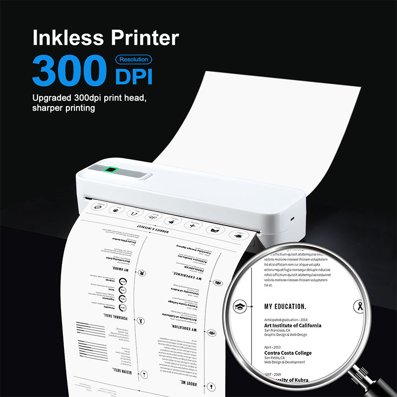 Arenzza portable Bluetooth thermal printer with compact design, shown on a white background, perfect for mobile printing needs.