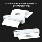 Arenzza portable Bluetooth thermal printer for electronics and accessories, showcasing its compact design and connectivity ports.