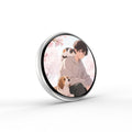 Arenzza digital badge with touchscreen display, photo, video, and GIF features, lightweight design with 500mAh battery.