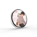 Arenzza digital badge with touchscreen display, photo, video, and GIF features, lightweight design with 500mAh battery.