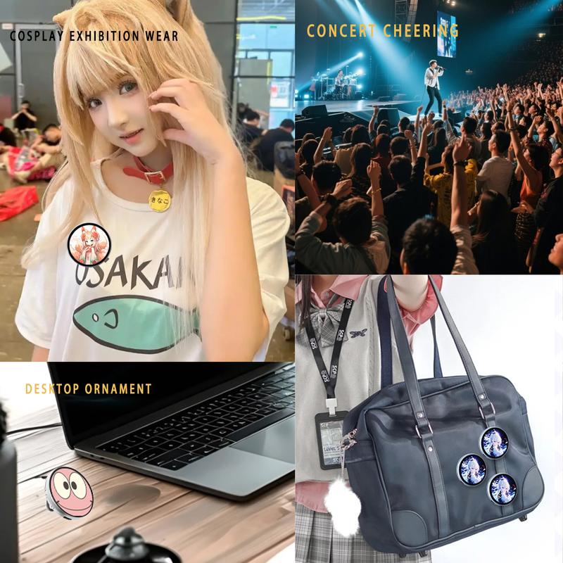 Arenzza digital badge with photo, video, GIF display, touchscreen, lightweight design, showing colorful icons and interface.