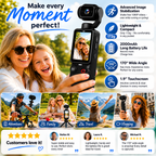 Arenzza pocket camera with flip-up display, perfect for selfies and instant sharing, shown with compact electronic design