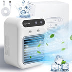 Aarenza mini portable air conditioner with cooling and humidification functions, compact electronics and accessories for personal cooling.