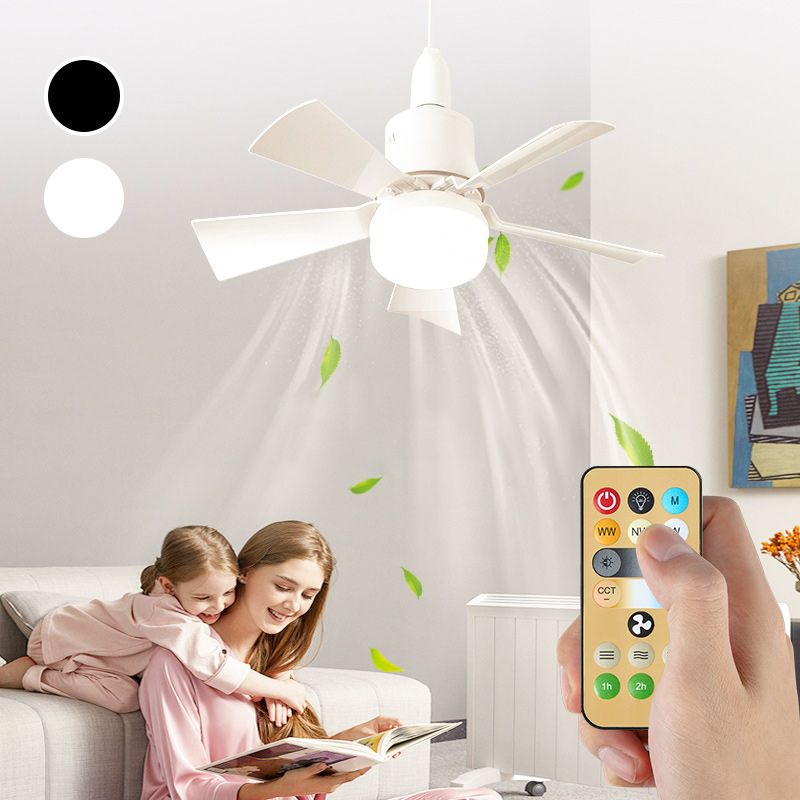 Arenzza 2-in-1 portable ceiling fan and light with remote control, compact electronic device with adjustable fan blades and light.