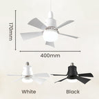 Arenzza 2-in-1 portable ceiling fan and light with remote control, showcasing the compact fan with integrated light and remote device.