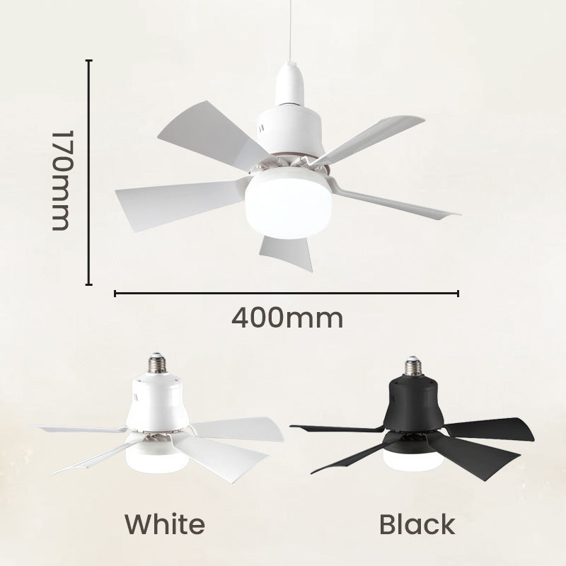 Arenzza 2-in-1 portable ceiling fan and light with remote control, showcasing the compact fan with integrated light and remote device.