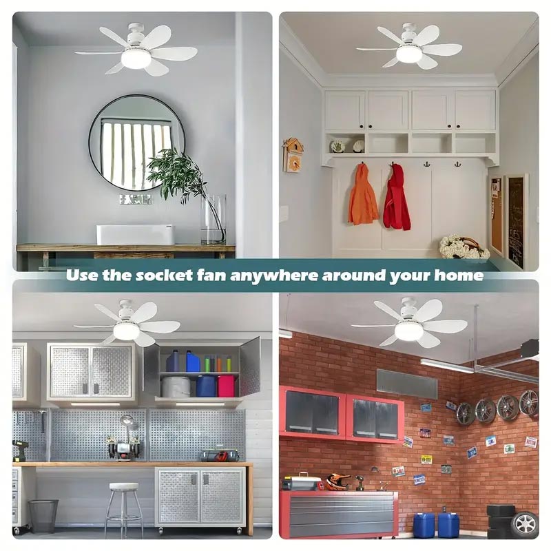 Arenzza 2-in-1 portable ceiling fan and light with remote control, compact electronic device with adjustable fan blades and LED light.