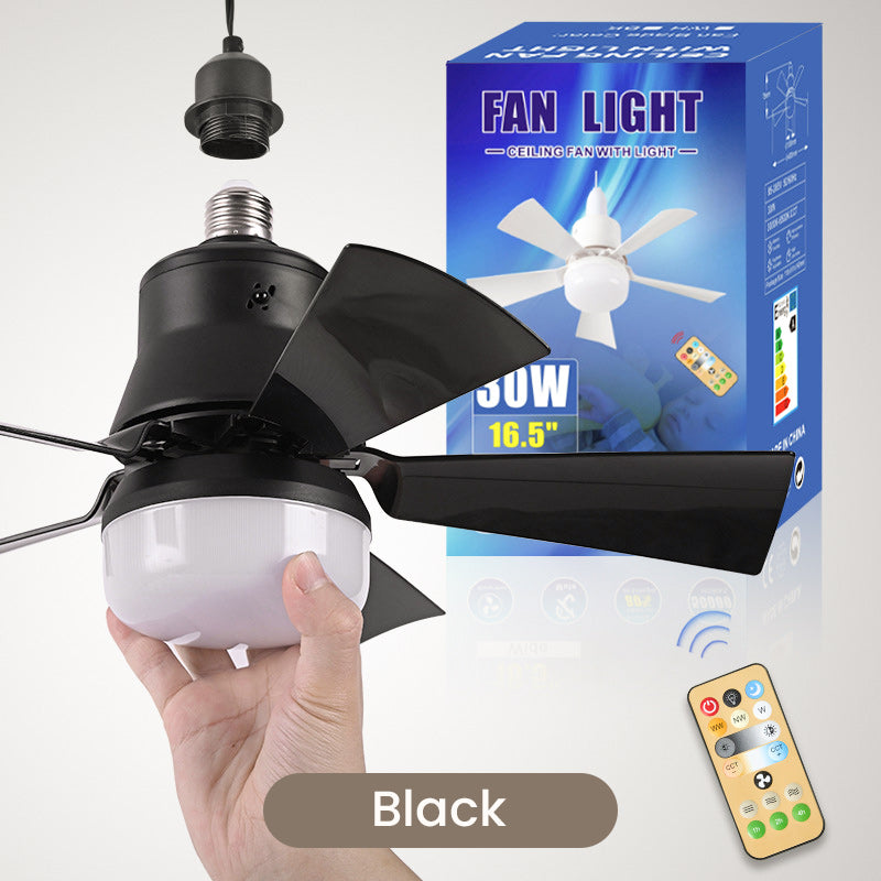 Arenzza 2-in-1 portable ceiling fan and light with remote control, featuring a sleek design and adjustable blades.
