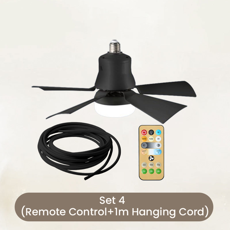Arenzza 2-in-1 portable ceiling fan and light with remote control, showing the sleek fan and integrated light fixture.