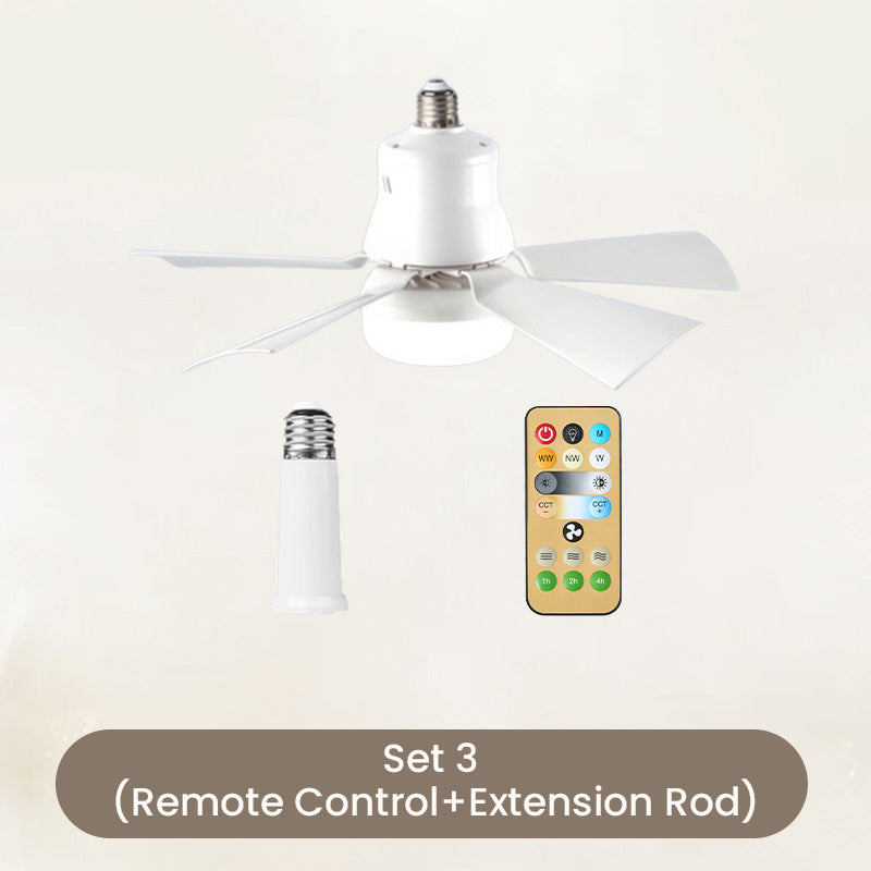 Arenzza 2-in-1 portable ceiling fan and light with remote control, compact electronic device with adjustable fan blades and LED light.