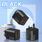 Arenzza Universal GaN 8-Port Fast Wall Charger with multiple USB ports and compact design for fast device charging.