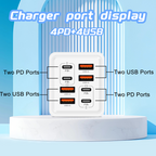 Arenzza Universal GaN 8-Port fast wall charger with multiple USB-C and USB-A ports for versatile electronics charging.