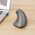 Wireless USB rechargeable ergonomic vertical optical mouse by Arenzza, shown in black with a comfortable vertical design.