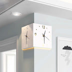 Arenzza 2026 automatic induction 3D double-sided corner wall clock with modern electronic design and illuminated display.