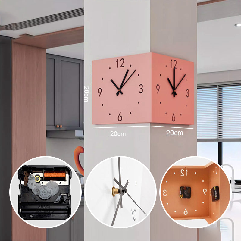 Arenzza 3D double-sided corner wall clock with automatic induction, modern design, and digital display in a sleek electronic style.