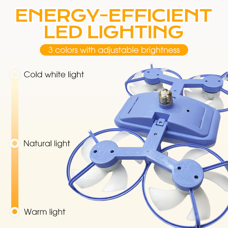 Arenzza 3-speed E27 drone model fan light with remote control, featuring a modern design and adjustable fan blades.