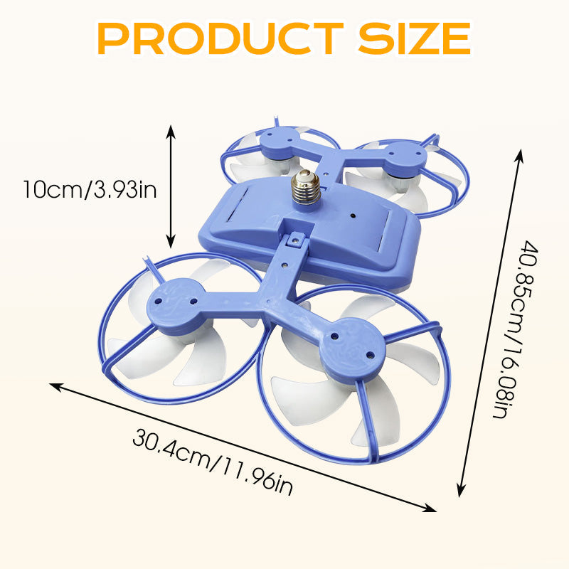 Arenzza 3-speed E27 drone model fan light with remote control, showcasing the compact fan with integrated light and remote in a modern setting.