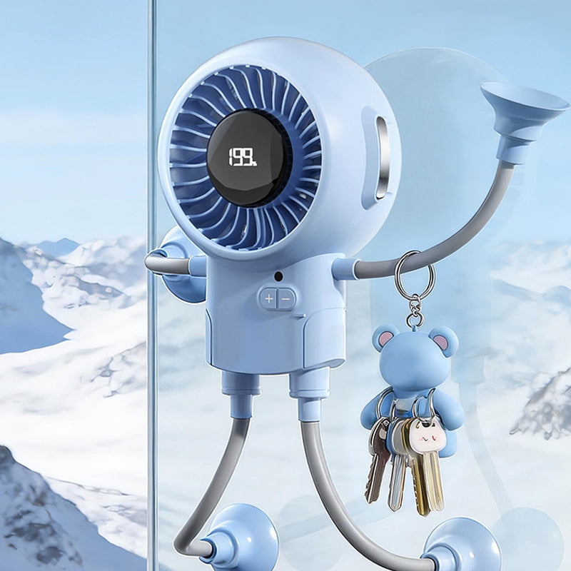 Arenzza multi-functional robot fan with suction cups, compact electronic device for cooling and air circulation.